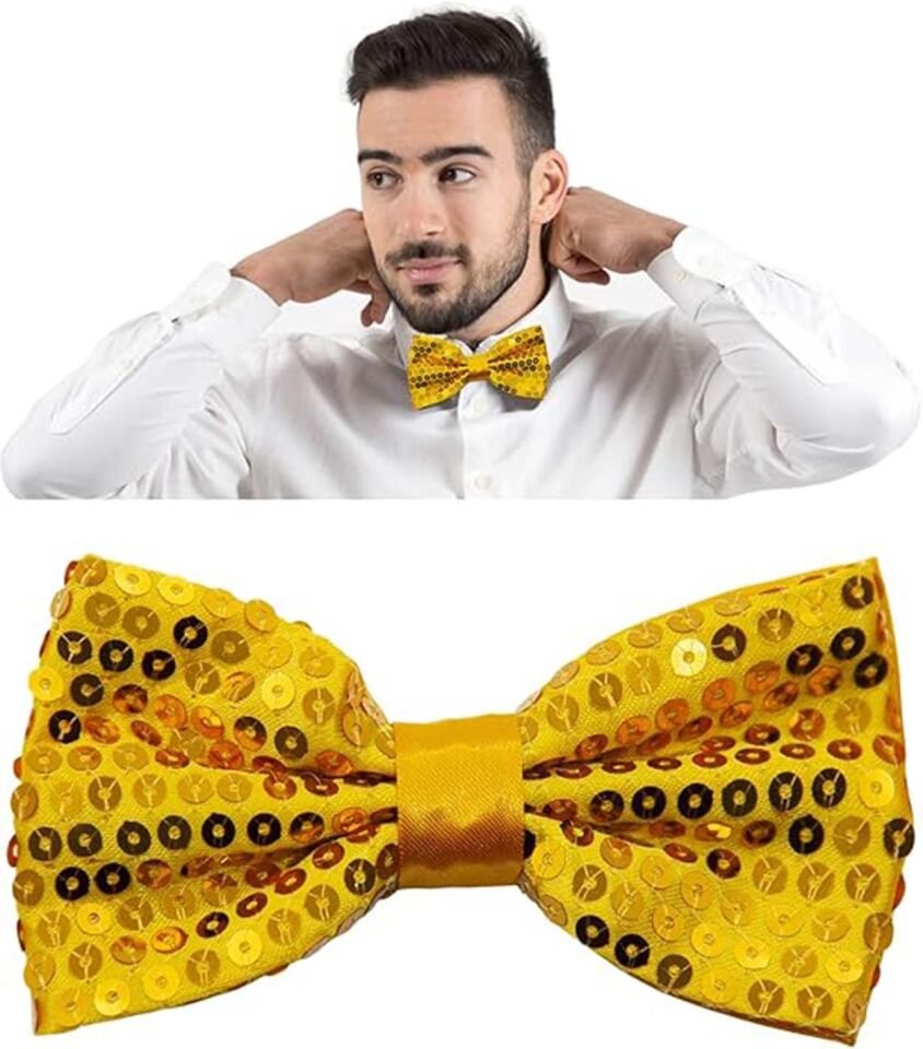 Altın Payetli Pullu Papyon Şık Tasarımlı Fonksiyonel Ürün