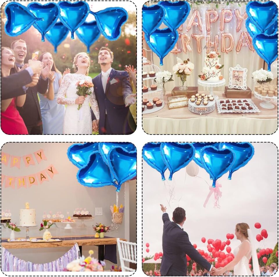 Metalize Mavi Kalp Folyo Balon Şık Tasarımlı Fonksiyonel Ürün