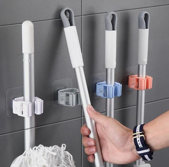 Yapışkanlı Mop Tutucu Seti 4 Adet Şık Tasarımlı Fonksiyonel Ürün
