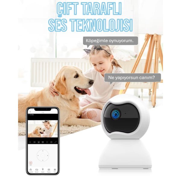 Çift Taraflı Ses Özellikli Wi-Fi Kamera Şık Tasarımlı Fonksiyonel Ürün