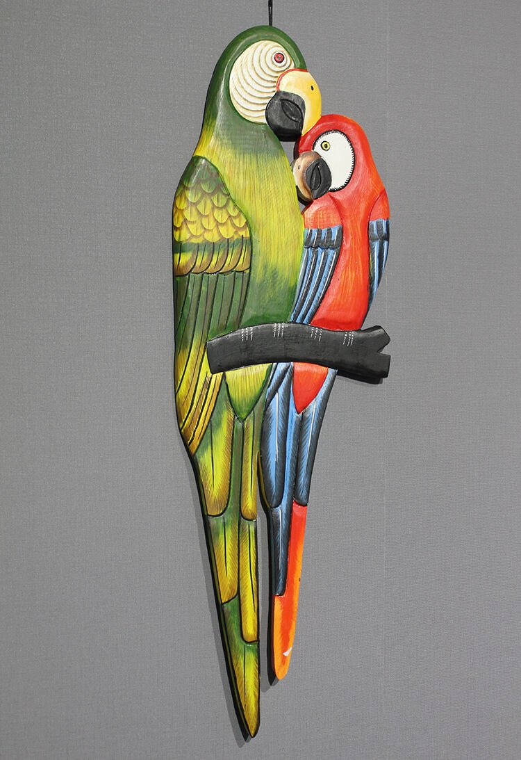 Ahşap Duvara Asmalı 2'li Papağan Model 1 Şık Tasarımlı Fonksiyonel Ürün