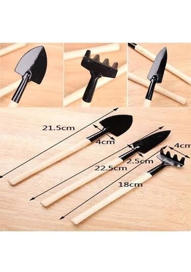 Mini Ahşap Hobi Bahçe Seti 3 Parça Şık Tasarımlı Fonksiyonel Ürün