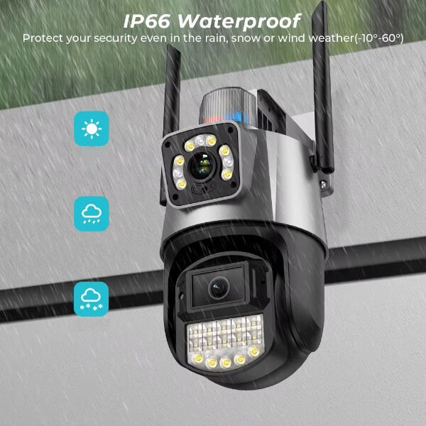 Çakarlı Çift Lensli Dış Mekan Güvenlik Kamerası Şık Tasarımlı Fonksiyonel Ürün