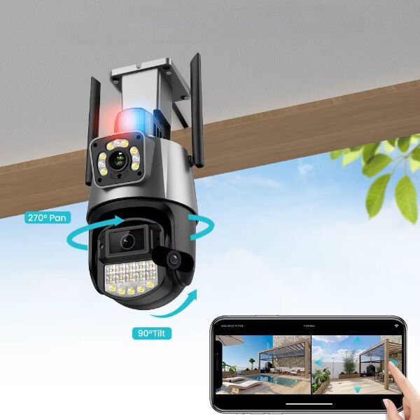 Çakarlı Çift Lensli Dış Mekan Güvenlik Kamerası Şık Tasarımlı Fonksiyonel Ürün