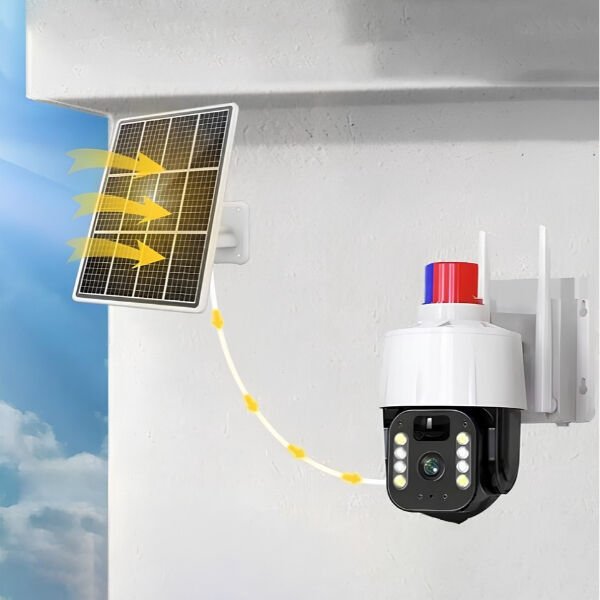 Güneş Enerjili Alarmlı Çakarlı Dış Mekan Güvenlik Kamerası Şık Tasarımlı Fonksiyonel Ürün