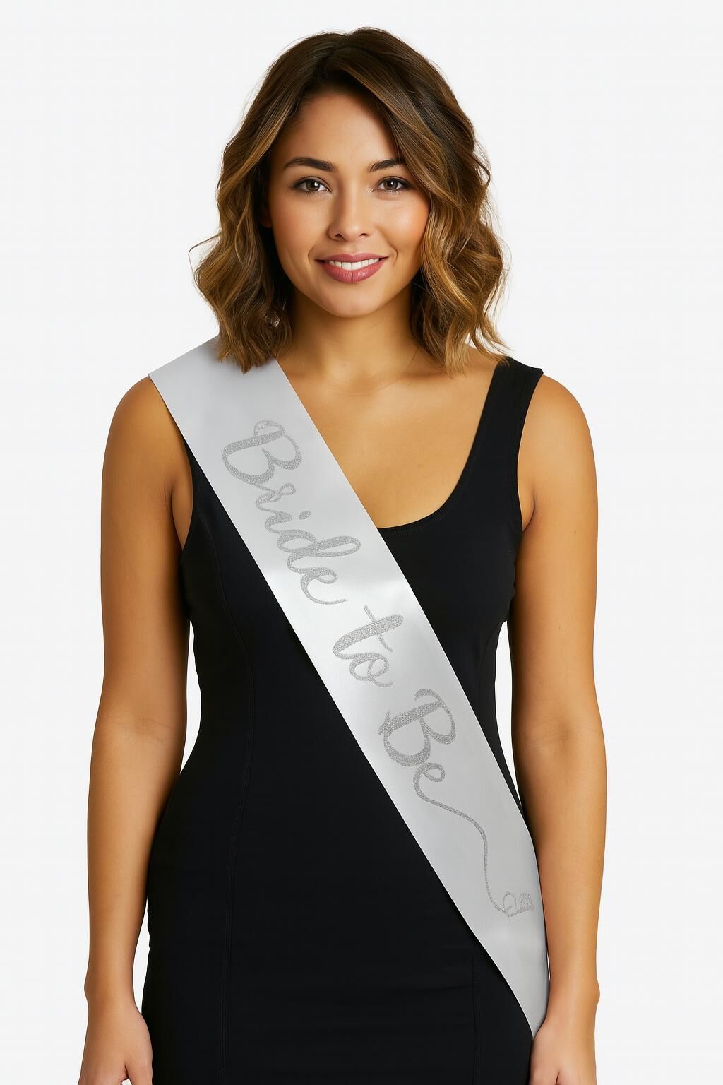 Beyaz Saten Üzerine İtalik Gümüş Bride To Be Kuşağı Şık Tasarımlı Fonksiyonel Ürün