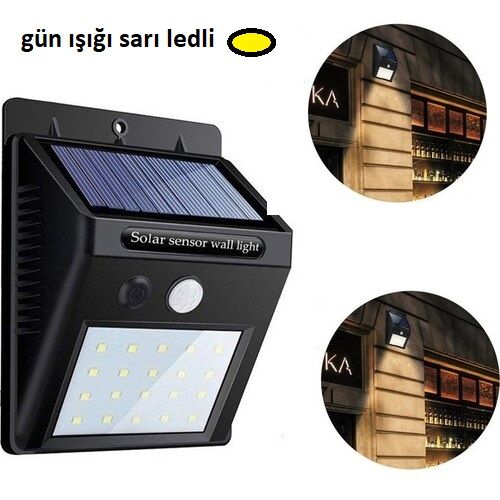 Hareket Sensörlü Güneş Enerjili Lamba 20 led Şık Tasarımlı Fonksiyonel Ürün