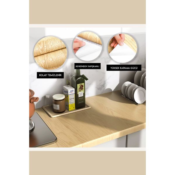 Ahşap Görünümlü Kendinden Yapışkanlı Kaplama Folyosu 5 Metre Şık Tasarımlı Fonksiyonel Ürün