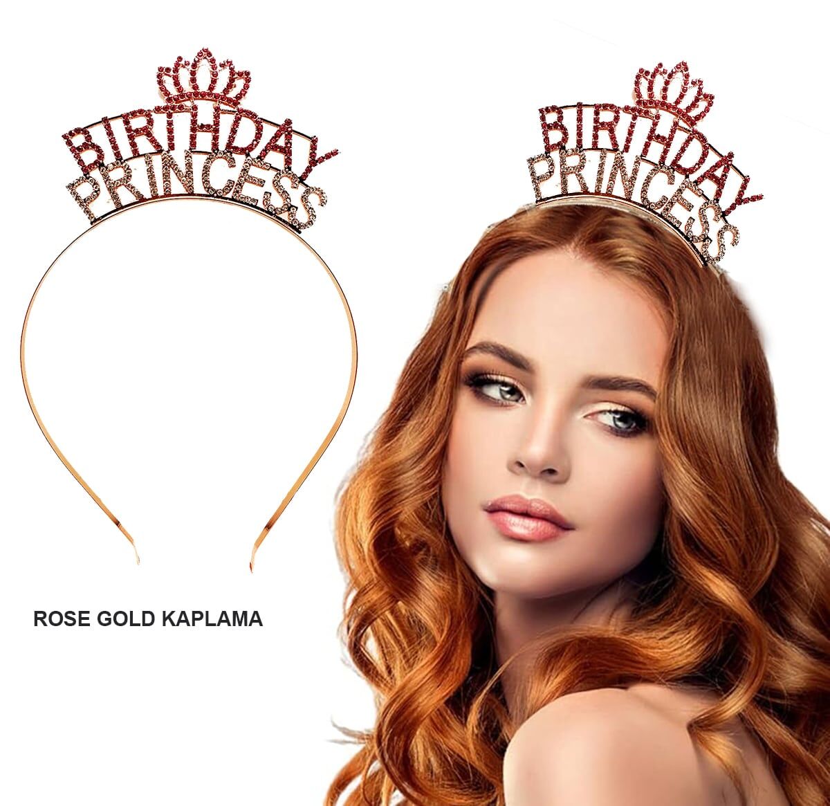 Birthday Princess Kristal Taç – Rose Gold Kaplama Şık Tasarımlı Fonksiyonel Ürün