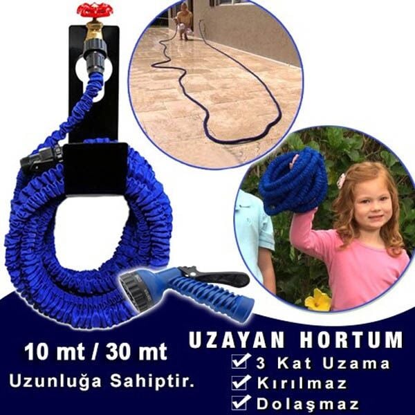 Tabancalı Uzayan Hortum 30 Metre Şık Tasarımlı Fonksiyonel Ürün