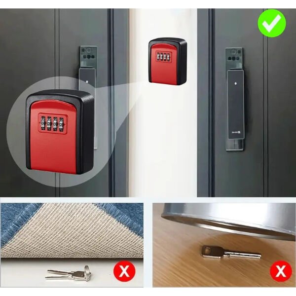 Kırmızı Şifreli Anahtar ve Eşya Saklama Güvenlik Kasası Şık Tasarımlı Fonksiyonel Ürün