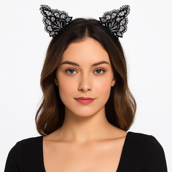 Dantelli Kedi Kulağı Tacı Şık Tasarımlı Fonksiyonel Ürün