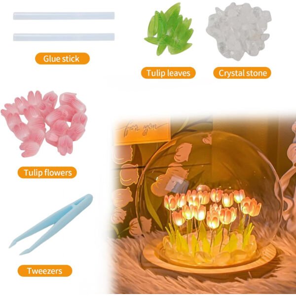 LED Işıklı Kendin Yap Lale Cam Küre Şık Tasarımlı Fonksiyonel Ürün