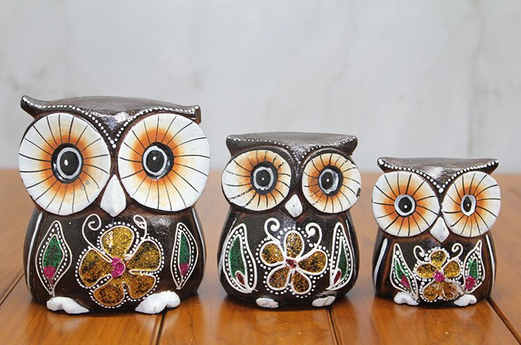 Ahşap 3'lü Baykuş Seti Model 1 Şık Tasarımlı Fonksiyonel Ürün