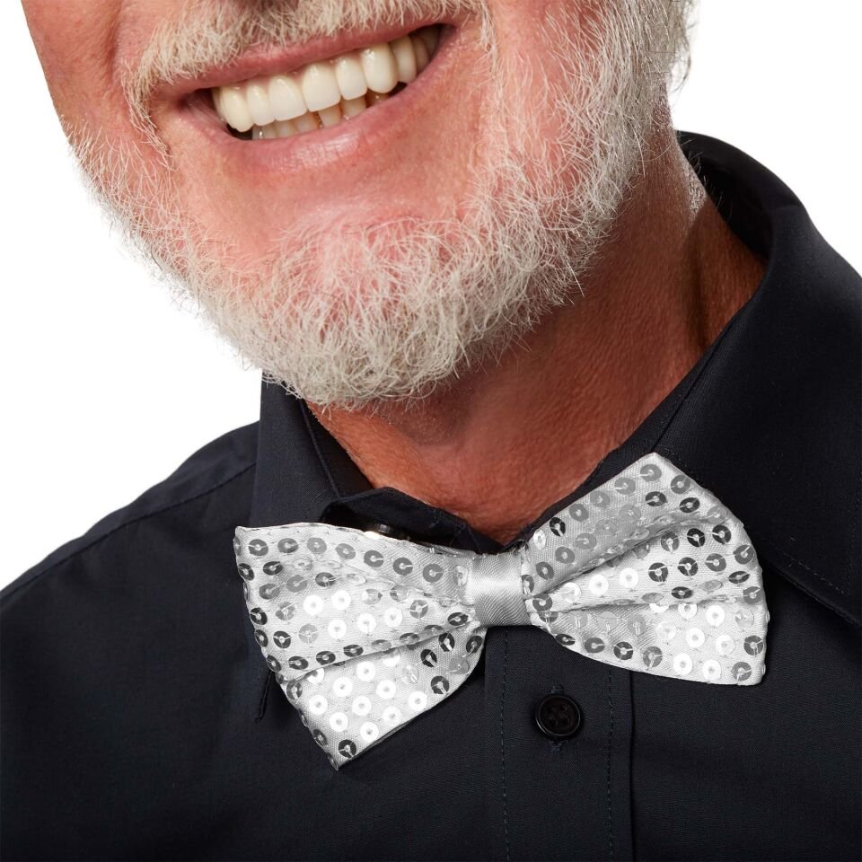 Gümüş Payetli Pullu Papyon Şık Tasarımlı Fonksiyonel Ürün