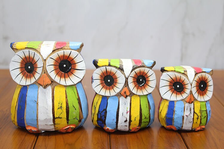 Ahşap 3'lü Baykuş Seti Model 4 Şık Tasarımlı Fonksiyonel Ürün