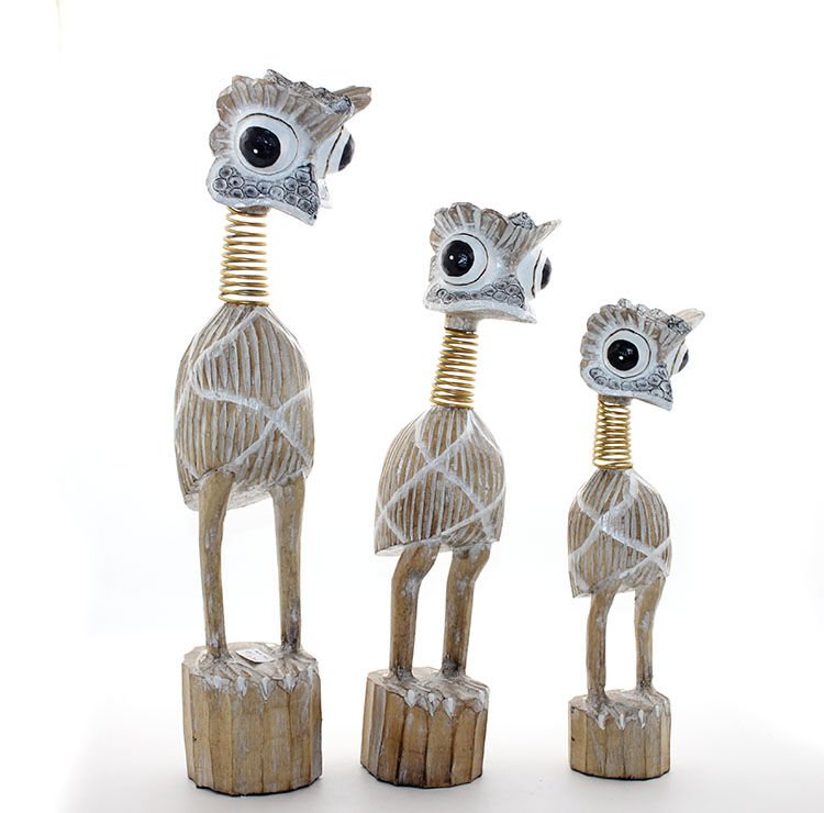 Ahşap 3'lü Emu Kuşu Seti Şık Tasarımlı Fonksiyonel Ürün