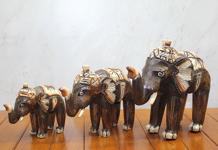 Ahşap 3'lü Fil Seti Şık Tasarımlı Fonksiyonel Ürün