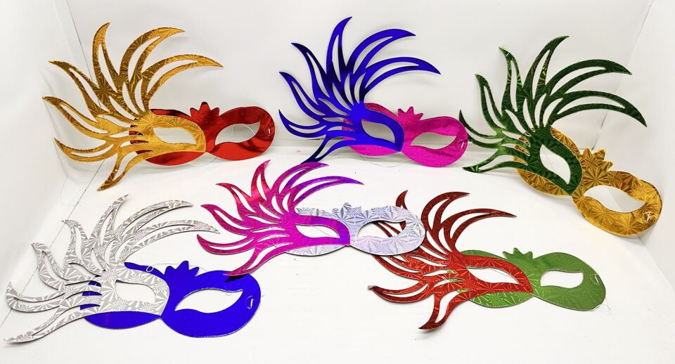 Rengarenk Kağıt Parti Balo Maskesi 6 Adet Şık Tasarımlı Fonksiyonel Ürün