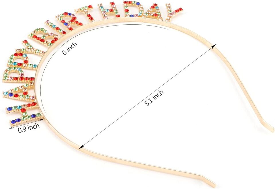 Renkli Kristal Taşlı Lüks Happy Birthday Taçı Şık Tasarımlı Fonksiyonel Ürün