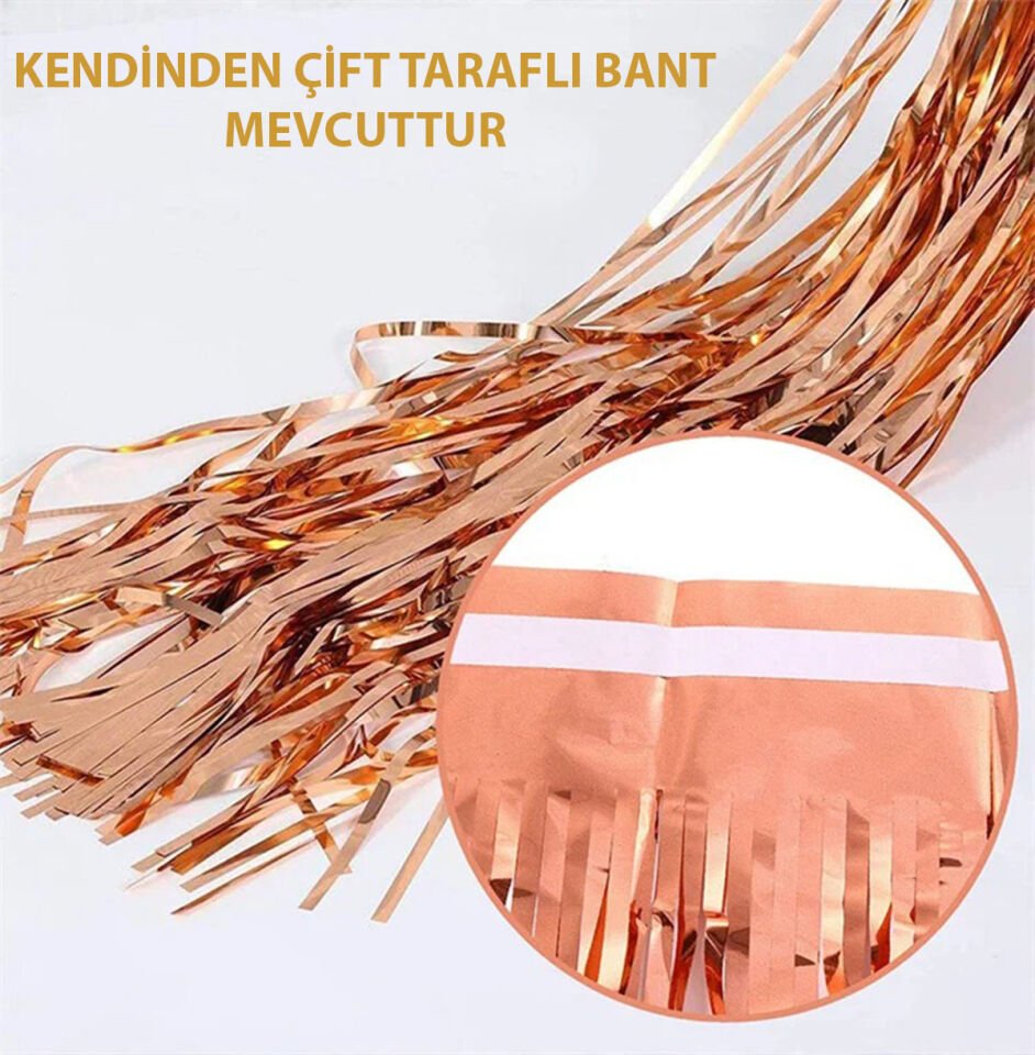 Rose Gold Püsküllü Kapı Perdesi Şık Tasarımlı Fonksiyonel Ürün