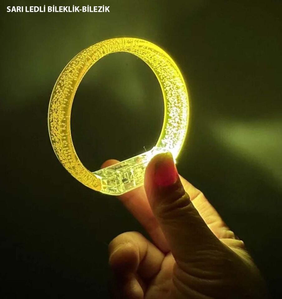 Sarı Led Işıklı Baskı Yapılabilen Pilli Bileklik Bilezik Şık Tasarımlı Fonksiyonel Ürün