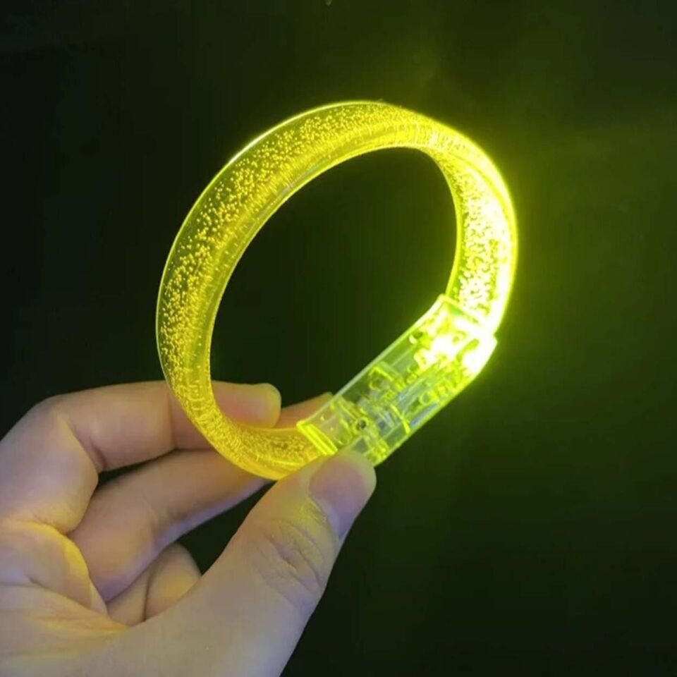 Sarı Led Işıklı Baskı Yapılabilen Pilli Bileklik Bilezik Şık Tasarımlı Fonksiyonel Ürün