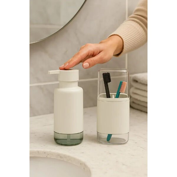 2'li Sıvı Sabunluk Ve Diş Fırçalık Seti Şık Tasarımlı Fonksiyonel Ürün
