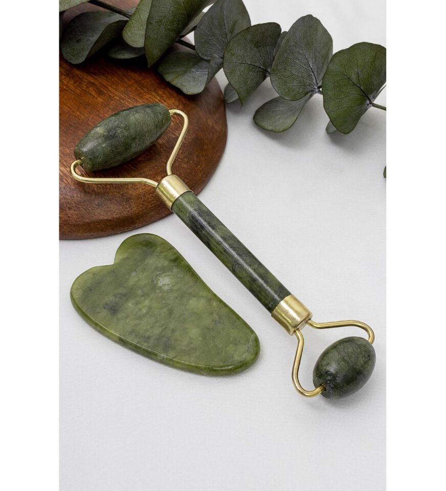 Jade Roller Gua Sha Taşı Seti Şık Tasarımlı Fonksiyonel Ürün