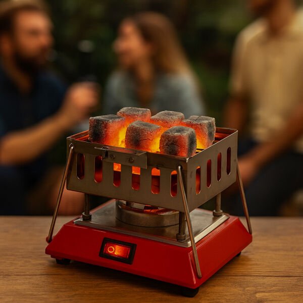 Kare Krom Elektrikli Nargile Köz Ocağı Şık Tasarımlı Fonksiyonel Ürün