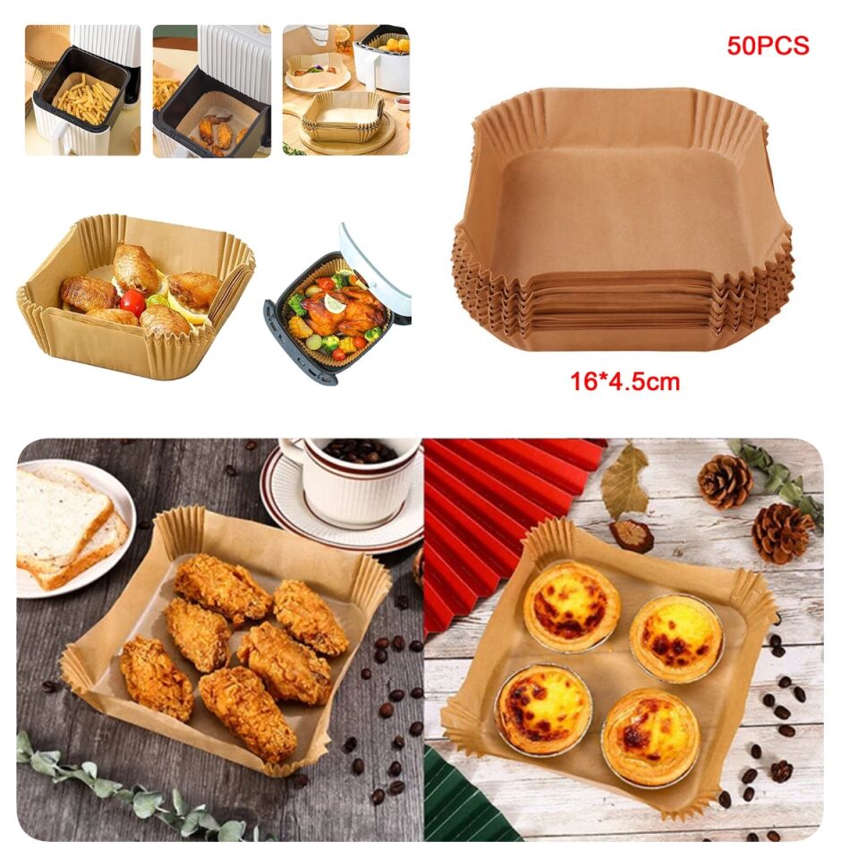 Büyük Boy Air Fryer Fritöz Pişirme Kağıdı 50 Adet Şık Tasarımlı Fonksiyonel Ürün