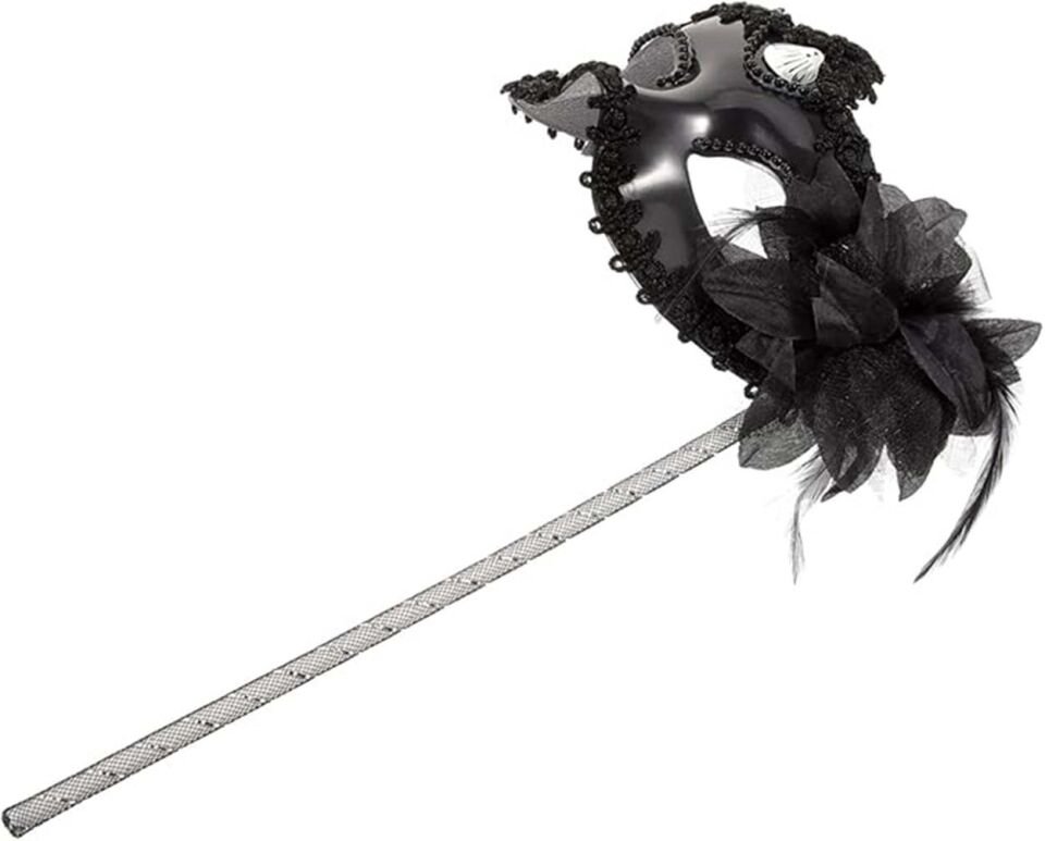 Siyah Işıltılı Tutmalı Fotoğraf Çekimi Maskesi Şık Tasarımlı Fonksiyonel Ürün