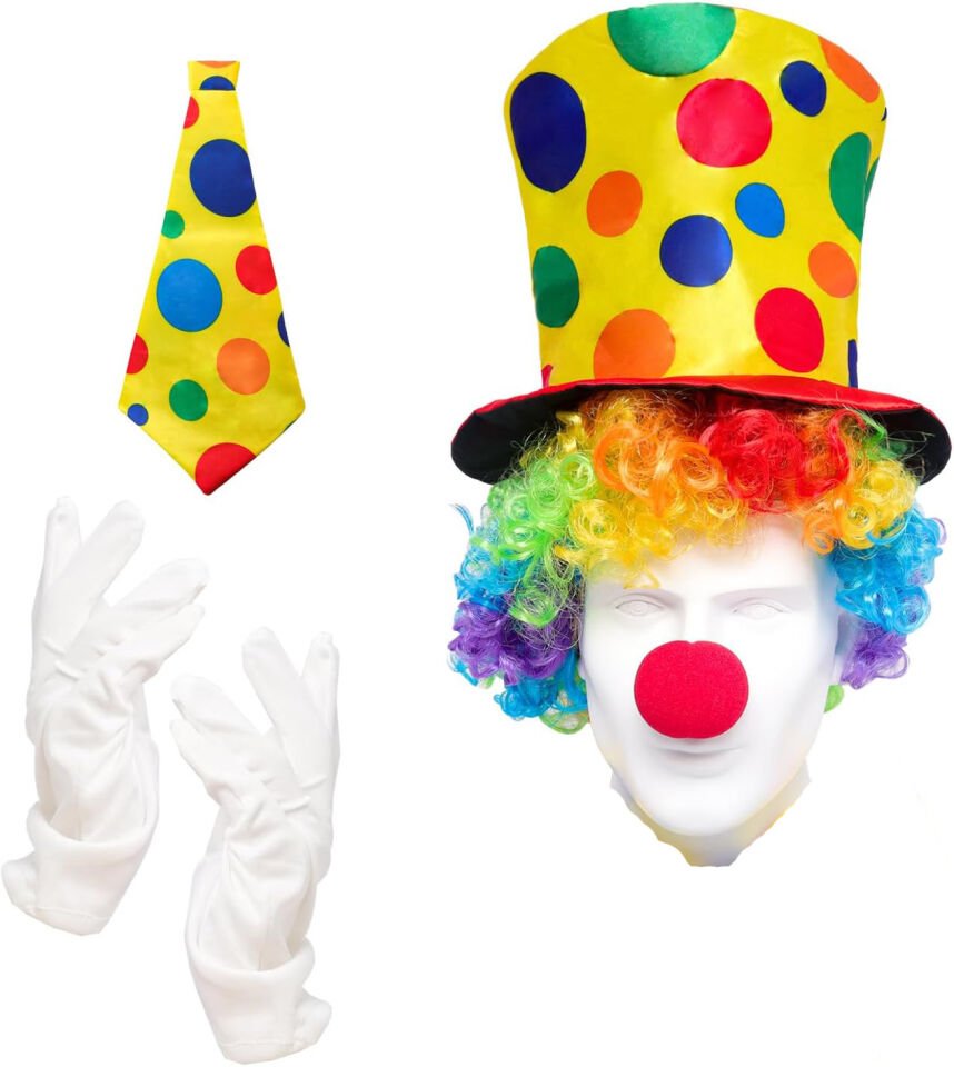 Renkli Palyaço Kostüm Seti – 5 Parça Aksesuar Şık Tasarımlı Fonksiyonel Ürün
