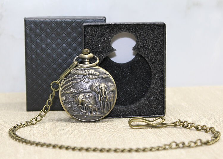 Özel Kutulu Antik Filli Köstekli Saat Şık Tasarımlı Fonksiyonel Ürün