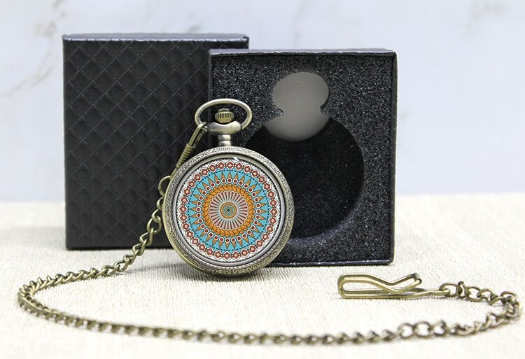 Özel Kutulu Mandala Deseni Köstekli Saat Şık Tasarımlı Fonksiyonel Ürün