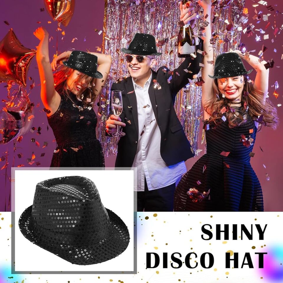 Siyah Payetli Fötr Şapka Yetişkin Boy Şık Tasarımlı Fonksiyonel Ürün