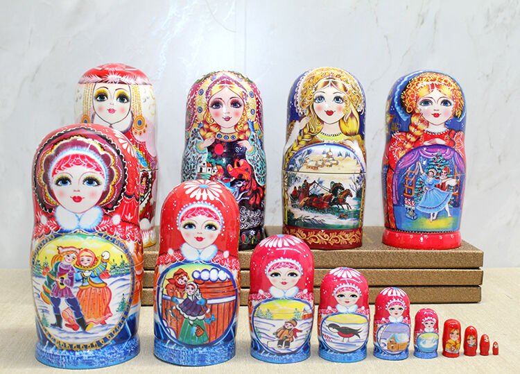 10'lu Ahşap Matruşka Seti Şık Tasarımlı Fonksiyonel Ürün