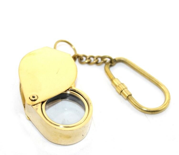 Pirinç Büyüteç Anahtarlık Model 2 Şık Tasarımlı Fonksiyonel Ürün