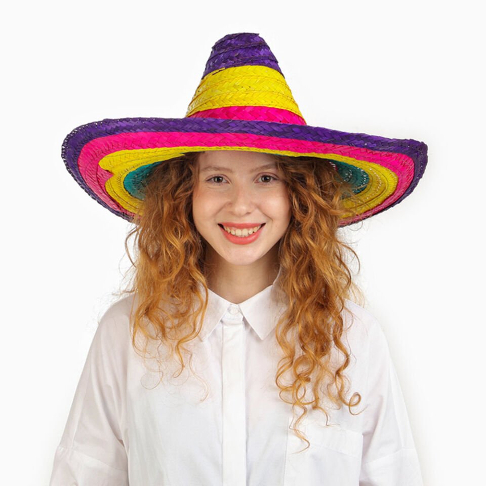 Sombrero Meksika Şapkası Renkli Örme Hasır Çocuk Boy Şık Tasarımlı Fonksiyonel Ürün