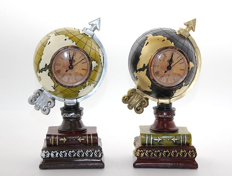 Polyester Saatli Dünya Küre Model 2 Şık Tasarımlı Fonksiyonel Ürün