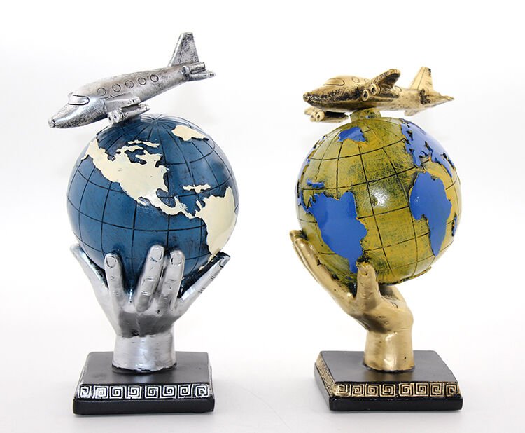 Polyester Uçaklı Dünya Küre Şık Tasarımlı Fonksiyonel Ürün