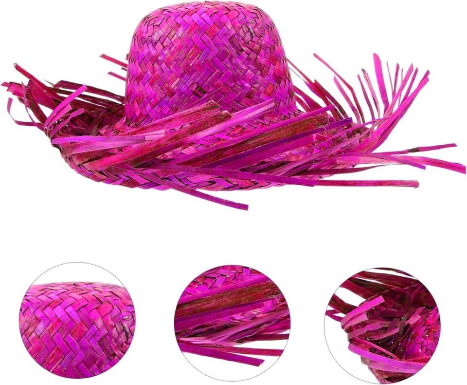 Tropikal Parti Fuşya Hasır Hawaii Şapkası Şık Tasarımlı Fonksiyonel Ürün