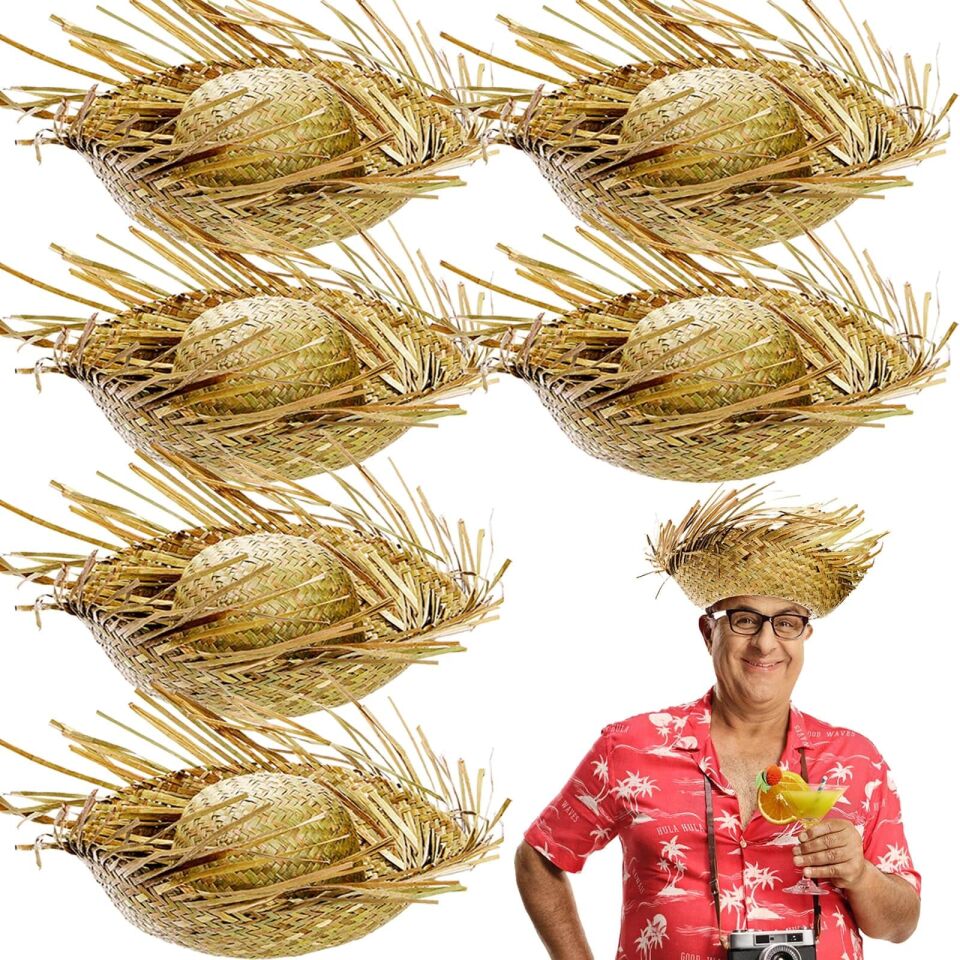 Tropikal Parti Natural Hasır Şapka Şık Tasarımlı Fonksiyonel Ürün