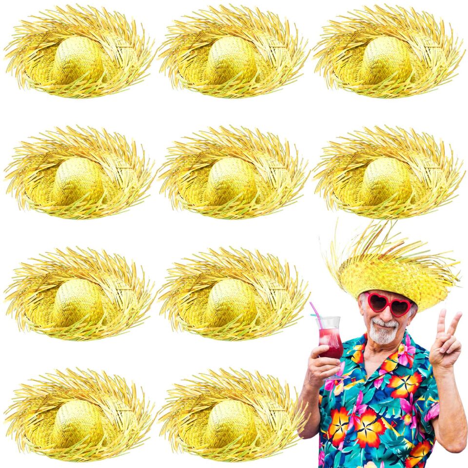 Tropikal Parti Sarı Hasır Hawaii Şapkası Şık Tasarımlı Fonksiyonel Ürün