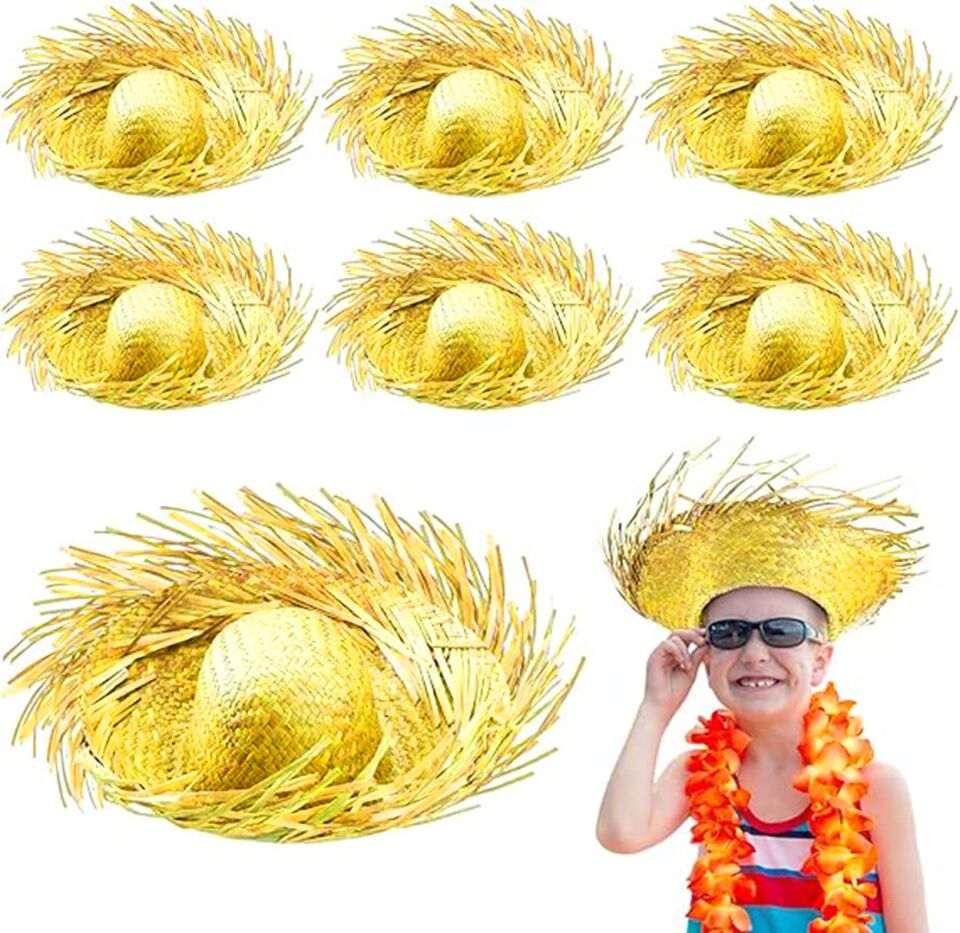 Tropikal Parti Sarı Hasır Hawaii Şapkası Şık Tasarımlı Fonksiyonel Ürün