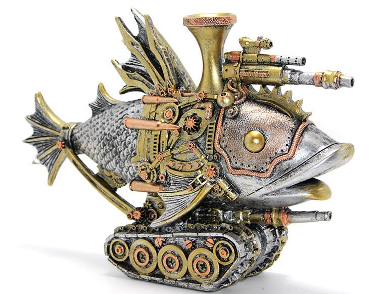 Steampunk Polyester Tasarım Balık Figürü Şık Tasarımlı Fonksiyonel Ürün