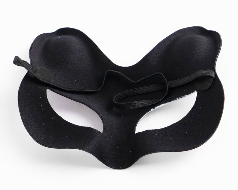 Siyah Süet Gümüş Mavi Simli Kedi Maskesi Şık Tasarımlı Fonksiyonel Ürün