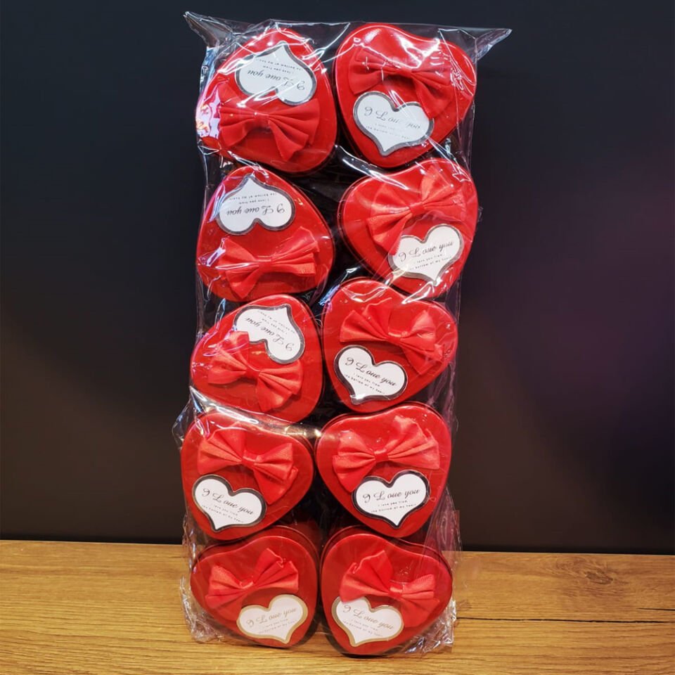 Kırmızı Metal Kalp Hediye Kutusu Şık Tasarımlı Fonksiyonel Ürün