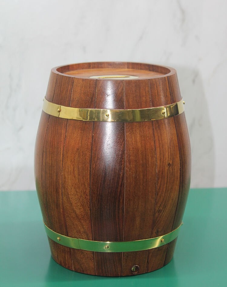 Pirinç Detaylı Fıçı Kumbara Model 3 Şık Tasarımlı Fonksiyonel Ürün