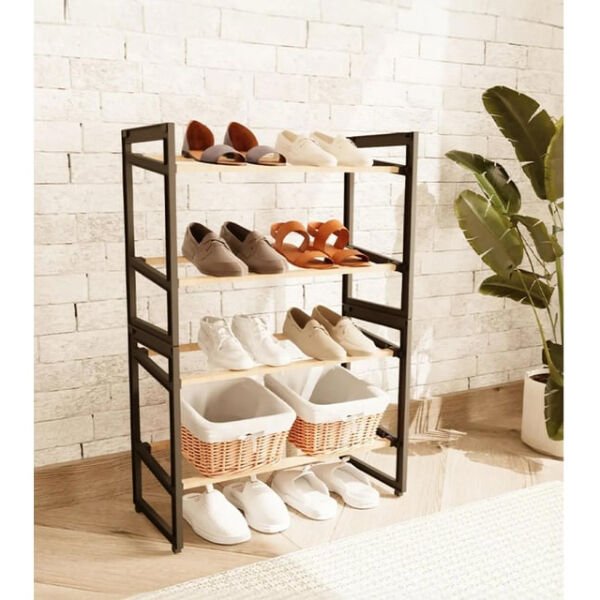 4 Katlı Ahşap Ayakkabılık Şık Tasarımlı Fonksiyonel Ürün